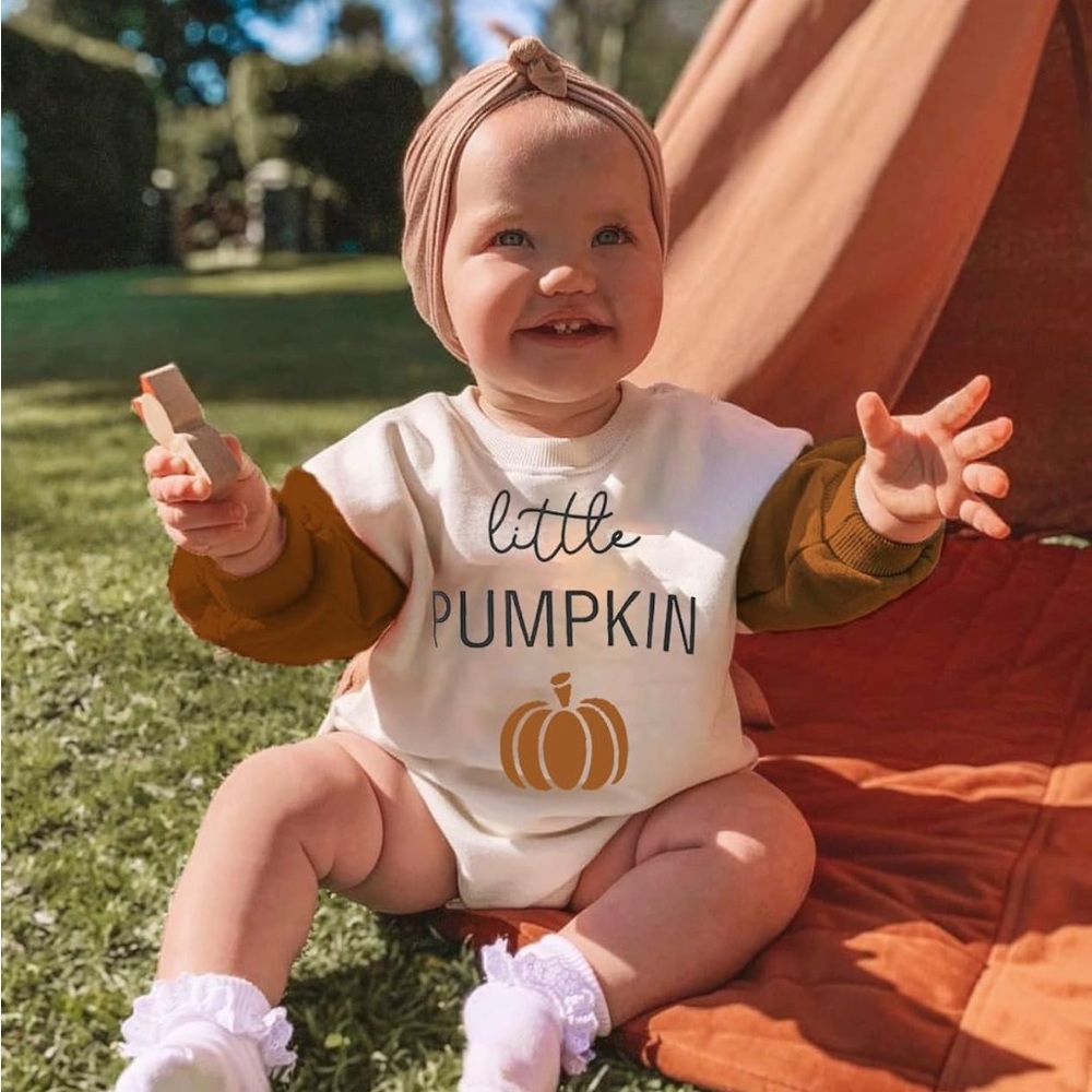 🎃🧡🤎🤍Baby Toddler FALL Halloween Sweatshirt Romper 🤍🤎🧡🎃